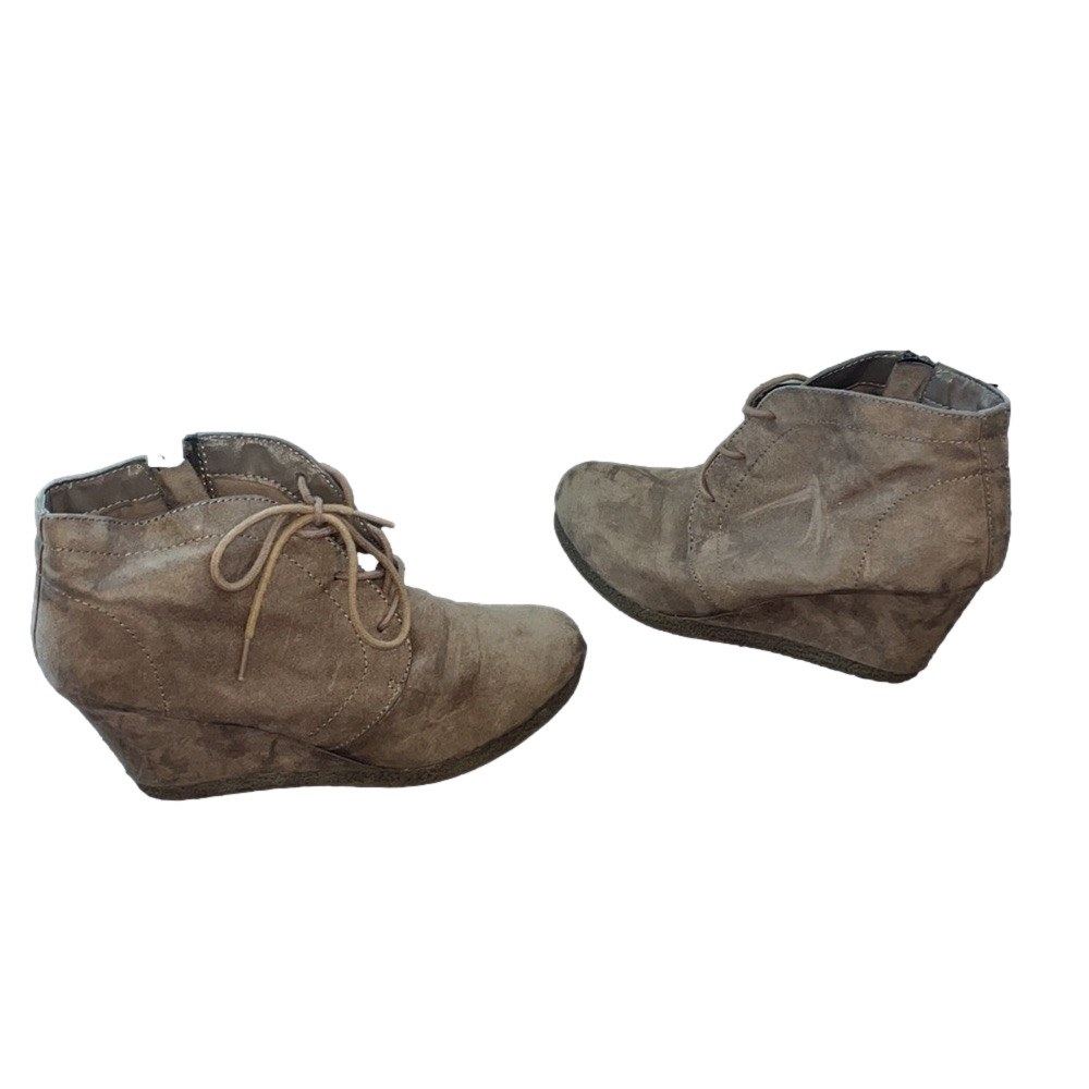 merona brown suede wedge booties - Picture 2 of 7